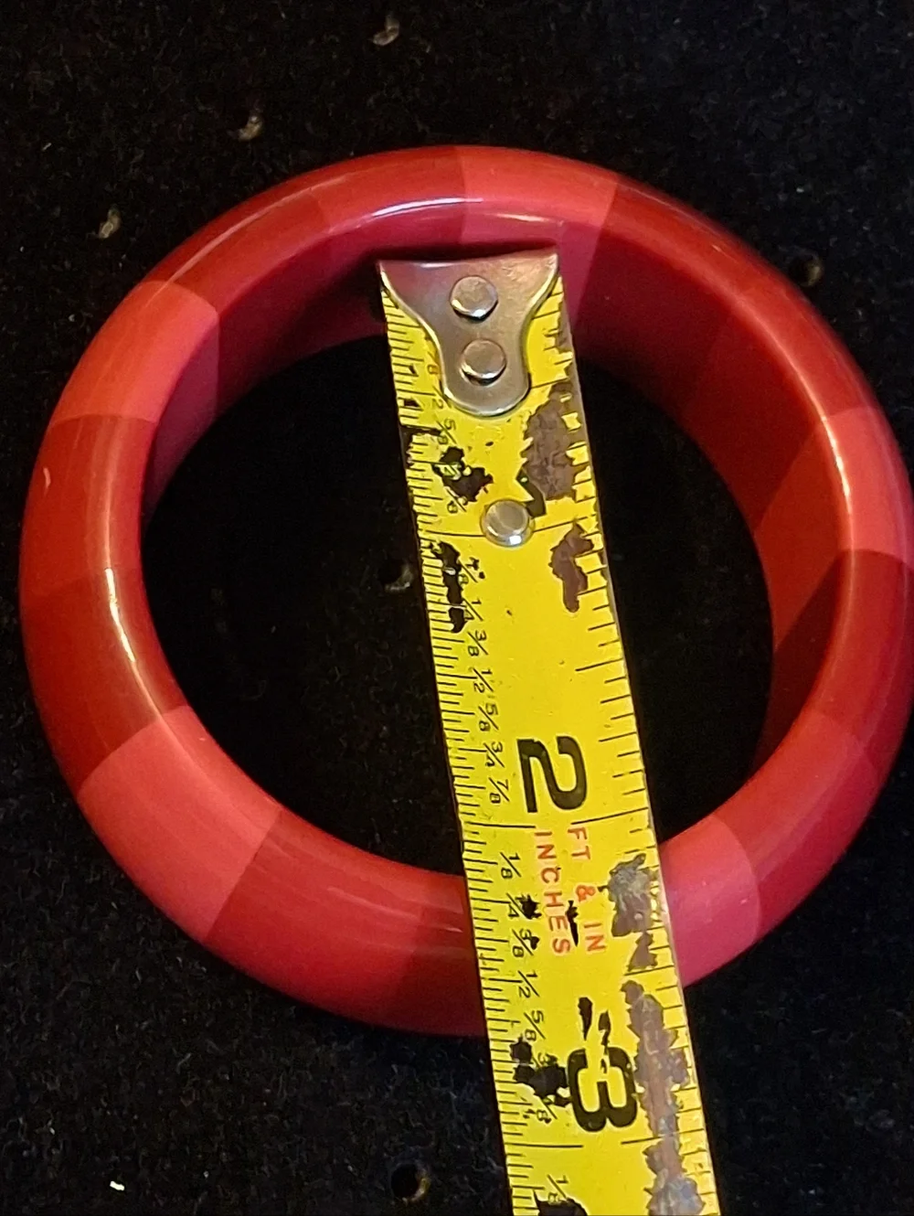 Girls' Chunky Red And Pink Striped Resin Bangle Bracelet